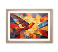 Phoenix Geometric Framed Wall Art Print, Ready to Hang Picture for Living Room Bedroom Home Office, Oak A2 (66 x 48 cm)
