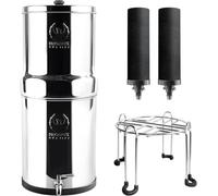 PHOENIX GRAVITY 12-Litre Stainless Steel Gravity Water Filter NSF Certified AISI 304 Countertop Water Filter System with 2 Smart Carbon Filters Cartridge, Stainless Steel Stand, and Tap Included