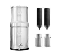 PHOENIX GRAVITY 6 Litre NSF Certified AISI 304 Stainless Steel Water Filter with 2 Smart Carbon Filter Cartridge, 2 POSTreat Fluoride Removal Filter Cartridge and Stainless Steel Water Tap Included