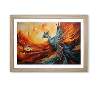 Phoenix Hard Edge Framed Wall Art Print, Ready to Hang Picture for Living Room Bedroom Home Office, Oak A2 (66 x 48 cm)
