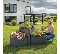 Phoenix HP Series HP4571A Modular Steel Garden Planter, Anthracite RAL 7016 | Modern Geometric Outdoor, Weather Resistant Powder Coated Metal, 450 x 715 x 615mm