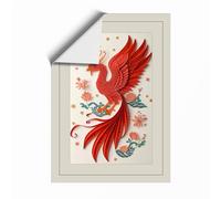 Phoenix in Bloom Japandi Unframed Wall Art Print A3 (42×29.7cm), Wall Decor for Living Room, Bedroom, Office & Home, Art Gift