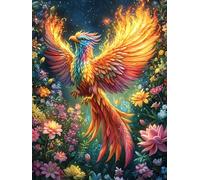 Phoenix in Colorful Flames 1000 Pc DIY Jigsaw Puzzle Mitos Animal Planta Puzzles for Adults Teens Hard Challenging Team Building Stress Reducing Autumn High-grade Rigid Cardboard 1000 PCS