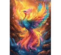 Phoenix in Colorful Flames 500 Pc DIY Jigsaw Puzzle Puzzles for Adults Teens Hard Challenging Team Building Stress Reducing Autumn Sturdy Wooden Cardboard 500 PCS