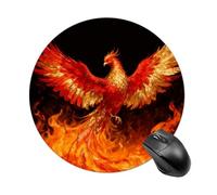 Phoenix in Flames Mouse Pad Round Laptop Mouse Mat Cute Computer Mousepad Keyboard Pad Non-Slip Desk Pads for Gaming Office Work Home