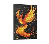 Phoenix in Flames Wall Art, Artistic Print, Fantasy Poster, Unique Canvas Picture Artistic Wall Mural Modern Hanging Decor Poster24x36inch(60x90cm)