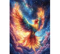 Phoenix in Starry Sky 1000 Pieces Set Classic Jigsaw Puzzle Mitos Cuento De Hadas Teen Fans 14-18 Yrs Logic Skill Leisure Adventure Valentines Gift Smooth Wooden Cardboard 1000 PCS