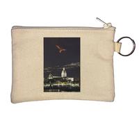 Phoenix in The Night Sky That is Actually an erupting Lava Flow Photo Art Key Chain Coin Purse Beige