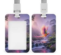 Phoenix is Flying ID Badge Holder Retractable Badge Reel Vertical Card Name Tag Holder with Breakaway Lanyard, ID Cards Holders Case for Nurse Security Staff Women Men