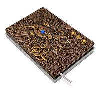 Phoenix Leather Journal Notebook - 3D Handmade Vintage Phoenix Journals Travel Diary with Lined Paper Cool Leather Sketchbook Writing Journals Phoenix Gift for Women & Men & Nerdy (A5, Gold)