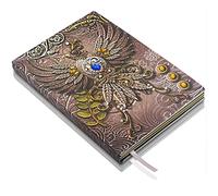 Phoenix Leather Journal Notebook - 3D Handmade Vintage Phoenix Journals Travel Diary with Lined Paper Cool Leather Sketchbook Writing Journals Phoenix Gift for Women & Men & Nerdy (A5, Pink)