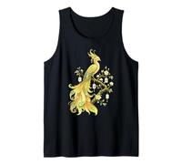 Phoenix Mahjong Golden Bird Cherry Blossom Tile Lover Tank Top
