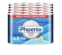Phoenix Maxi 3 Ply Kitchen Rolls - 15 Super-Sized Rolls (1200 Sheets) | Strong, Ultra Absorbent, Soft Paper Towels for Household Cleaning, Spills, and Wiping | Quilted Texture | Bulk Value Case