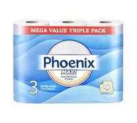 Phoenix Maxi 3 Ply Kitchen Rolls - 3 Super-Sized Rolls (240 Sheets) | Strong, Ultra Absorbent, Soft Paper Towels for Household Cleaning, Spills, and Wiping | Quilted Texture | Bulk Value Case