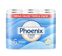 Phoenix Maxi 3 Ply Kitchen Rolls - Super-Sized Rolls | Strong, Ultra Absorbent, Soft Paper Towels for Household Cleaning, Spills, and Wiping | Quilted Texture | Bulk Value Case (6 Rolls)