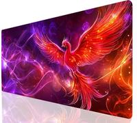 Phoenix Mouse Pad Large Mouse Mat Red XXL 600 x 300 mm Gaming Keyboard Lmproved Precision and Speed, Mousepad With Stitched Edge Anti-Slip, Desk Mat Waterproof Rubber,Desk Pad for Gaming Laptop a-4991