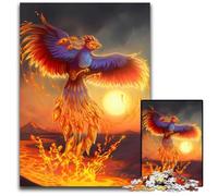 Phoenix Mythology Fire Art JigsawPuzzle 1000 Pieces for Adults Wooden Jigsaw Brain Challenge Game for Teenagers Family Interaction 1000 PCS(75x50cm)