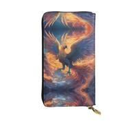 Phoenix Nirvana Zipper leather wallet, 7.5 * 4.1 inch long clutch bag, multiple compartments and large capacity, a good gift for friends