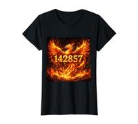 Phoenix Number Born from Seven 142857 Value Graphic T-Shirt, Women, Black, S