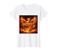 Phoenix Number Born from Seven 142857 Value Graphic T-Shirt, Women, White, M
