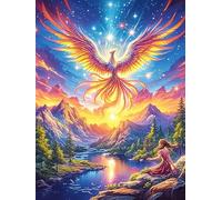 Phoenix Over A Mountain Lake at Sunset 500 Piece Jigsaw Puzzle for Adults Wildlife Pet Cute Jigsaw Weekend Craft Activity Parent Child Bonding Vibrant Design Perfect Festival Gift 500 PCS