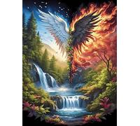 Phoenix Over A Waterfall at Sunset 300 Piece Complete DIY Jigsaw Puzzle Wildlife Plant Collectors Mind Relaxation Educational Decorative Puzzle Gifts for Adults Recycled Cardboard 300 PCS