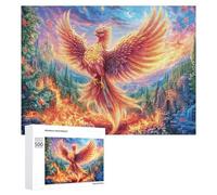Phoenix Over Burning Castle 500 Piece Jigsaw Puzzle for Adults Indoor Brain Workout Logical Mastery Gift for Challenge Lovers 500 PCS