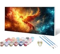 Phoenix Paint by Numbers Starry Sky Painting by Numbers for Adults Beginner, DIY Adult Crafts Oil Painting Art Kits with 3 Paint Brush and Acrylic Paints for Home Decor Gifts 50X120Inch -lsy2506K7