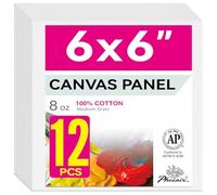 Phoenix Painting Canvas Panel Boards - Deep Super Value Pack for Professional Artists, Students & Kids 6"x 6", 12Pack White