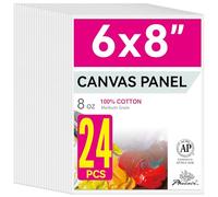 PHOENIX Painting Canvas Panels 6x8 Inch, 24 Bulk Pack - 8 Oz Triple Primed 100% Cotton Acid Free Canvas Boards for Painting, White Blank Flat Canvas Boards for Acrylic, Oil Paints
