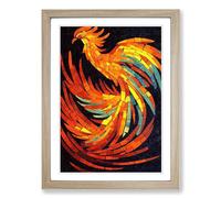 Phoenix Painting Mosaic Framed Print | A2 Oak Framed Wall Art | Ready to Hang | Modern Historical Picture | Living Room Bedroom Lounge Office