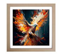 Phoenix Palette Knife Painting No.2 Framed Print | 18x18 Inch Oak Framed Wall Art | Ready to Hang | Modern Historical Picture | Living Room Bedroom Lounge Office