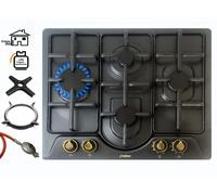 Phoenix PE-604T Gas Cooktop Cooker 4 Burner Built-In Oven Black Enameled