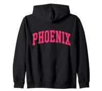 Phoenix Pink Curved College Style Text Arizona Womens BACK Zip Hoodie