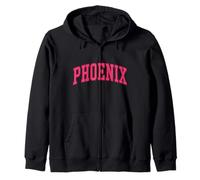 Phoenix Pink Curved College Style Text Arizona Womens Girls Zip Hoodie