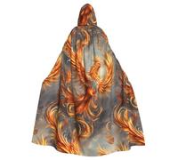 Phoenix Print Adults Hooded Cloak, Halloween Robe Hooded Cape Witch Wizard Cosplay Costumes For Men Women