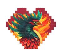 Phoenix Print Art Brick Puzzle Heart Shaped DIY Building Blocks Set 3D Jigsaw Home Decor 53 Pieces