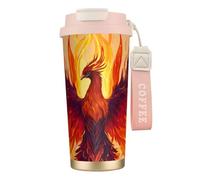 Phoenix Print Steel Coffee Mug,Coffee Thermos Outdoor,Camping Mug with Leak-Proof Lid,Portable Cups for Keep Hot/Ice