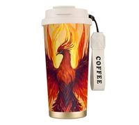Phoenix Print Steel Coffee Mug,Coffee Thermos Outdoor,Camping Mug with Leak-Proof Lid,Portable Cups for Keep Hot/Ice