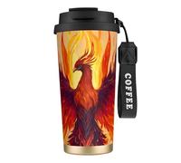 Phoenix Print Steel Coffee Mug,Coffee Thermos Outdoor,Camping Mug with Leak-Proof Lid,Portable Cups for Keep Hot/Ice