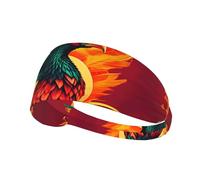 Phoenix Print Wide-Brimmed Fashionable Elastic Exercise Headband for Running and Workouts