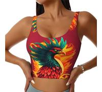 Phoenix Print Women's Sports Vest Lightweight and Breathable Workout Fitness Fashion Top Black