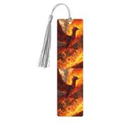Phoenix Print Wooden Bookmarks with Tassels, Wood Book Markers for Book Lovers, Teachers & Present