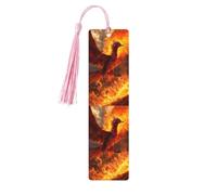 Phoenix Print Wooden Bookmarks with Tassels, Wood Book Markers for Book Lovers, Teachers & Present