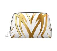 Phoenix Printed Small Makeup Bag Portable Leather Make up Bag Travel Cosmetic Bags Organizer for Women, Silver Zipper