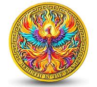 Phoenix Raising Sobriety Chip for Celebrating Recovery with Serenity Prayer AA Medallion (Single Coin)