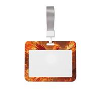 Phoenix Rebirth Id Badge Holder with Lanyard-Horizontal Card Protector, Clear Abs Hard Shell for Work Office Events