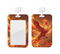 Phoenix Rebirth Id Badge Holder with Lanyard-Vertical Card Protector Clear Abs Hard Shell, Retractable Reel for Work Office