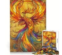 Phoenix Retro Gold Glass 1000 Piece Jigsaw Puzzles for Adults Mind Skill Toy Casual Relax Design Assembly Art Collection Piece (38x52cm)