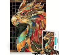 Phoenix Retro Gold Glass Jigsaw Puzzle 1000 Piece for Adults Smart Reason Toy Home Pastime Smooth Edge Art Collectible (38x26cm)